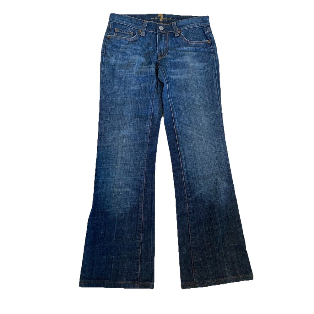 7 For All Mankind Women Jeans 26x29 Blue Denim Bootcut Stretch USA Made Low Rise